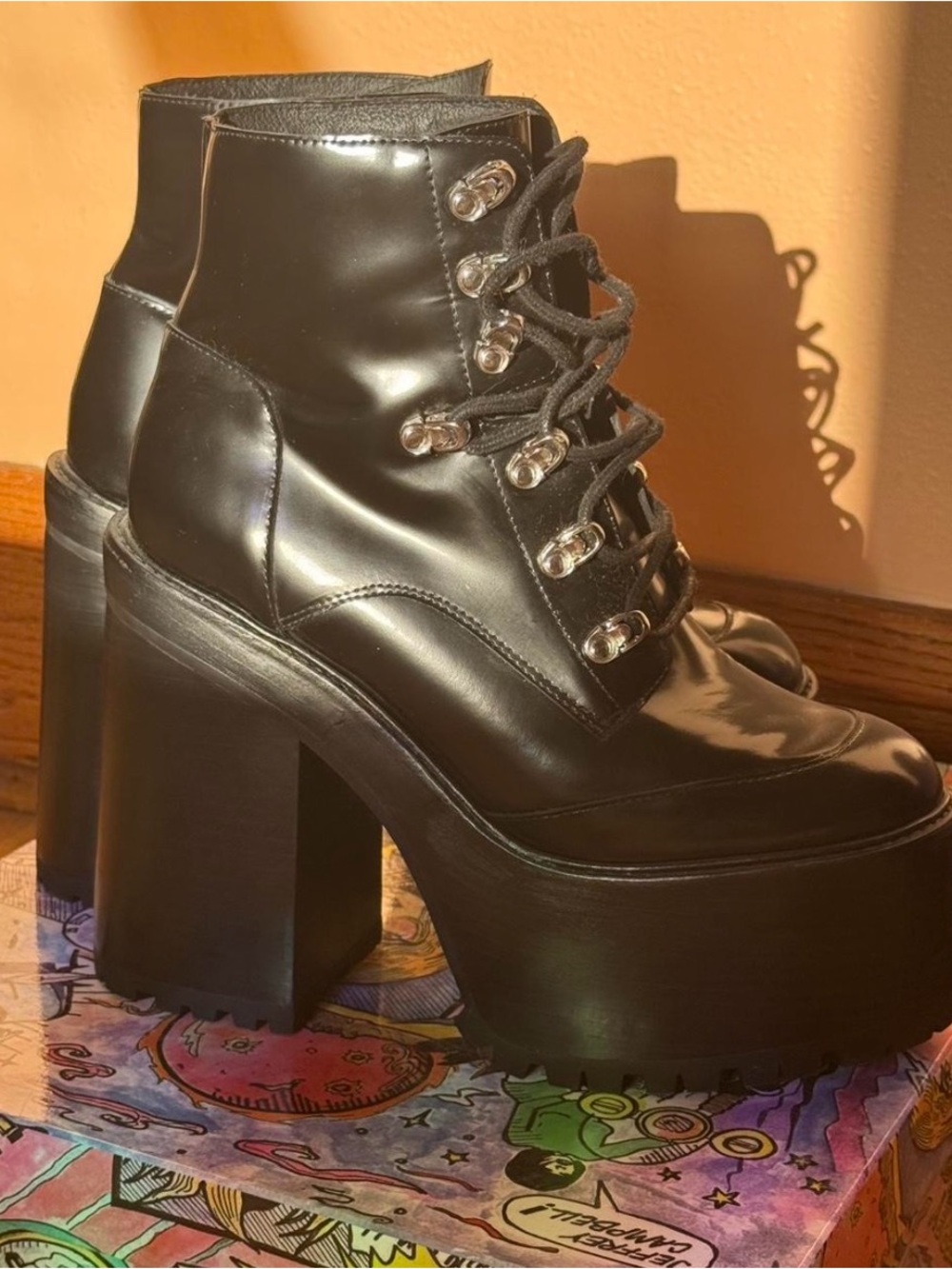 Jeffrey Campbell Fenrock platform leather heel booties size 10 - Picture 5 of 8